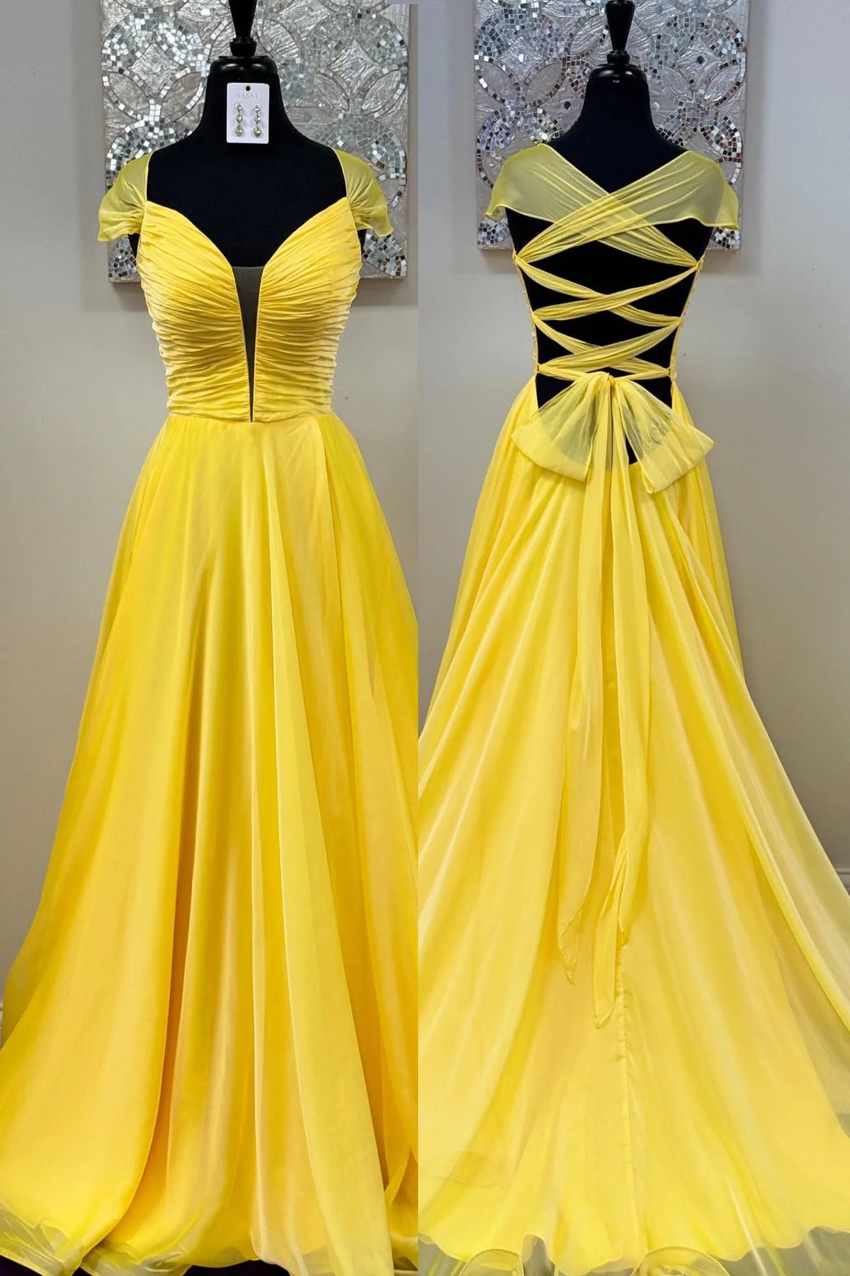 Formal Women's Dresses Off the Shoulder Navy Blue Chiffon A-line Long Formal Dress Backless Prom Dress Prom Dress In Store